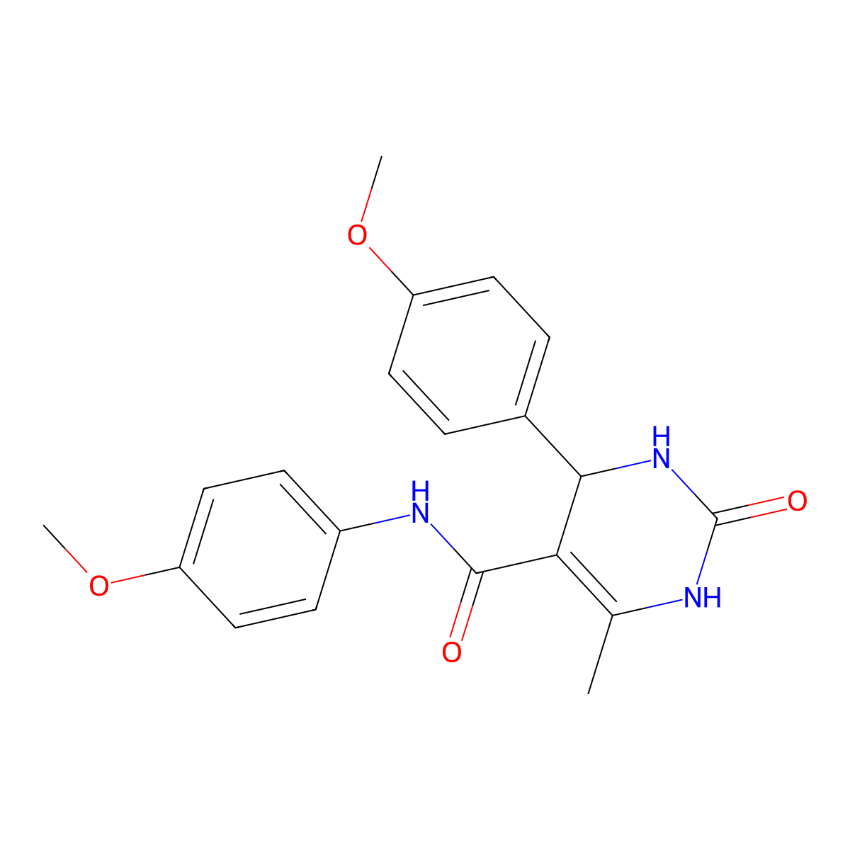 N,4-bis(4-methoxyphenyl)-6-methyl-2-oxo-3,4-dihydro-1H-pyrimidine-5-carboxamide molecular structure, CAS 333767-82-1