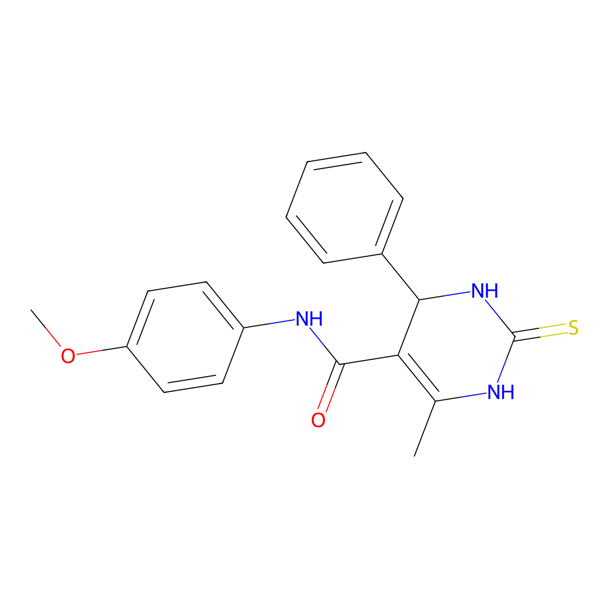 N-(4-methoxyphenyl)-6-methyl-4-phenyl-2-thioxo-1,2,3,4-tetrahydropyrimidine-5-carboxamide molecular structure, CAS 333767-83-2