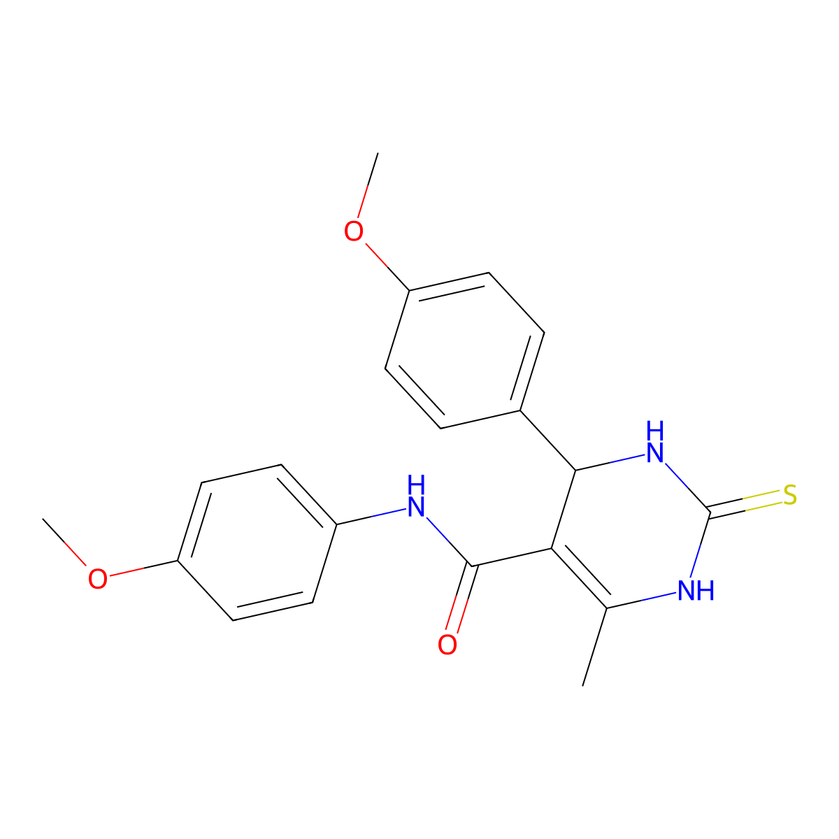 N,4-bis(4-methoxyphenyl)-6-methyl-2-sulfanylidene-3,4-dihydro-1H-pyrimidine-5-carboxamide molecular structure, CAS 333767-84-3