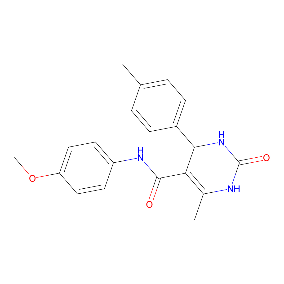 N-(4-methoxyphenyl)-6-methyl-2-oxo-4-(p-tolyl)-1,2,3,4-tetrahydropyrimidine-5-carboxamide molecular structure, CAS 333767-85-4