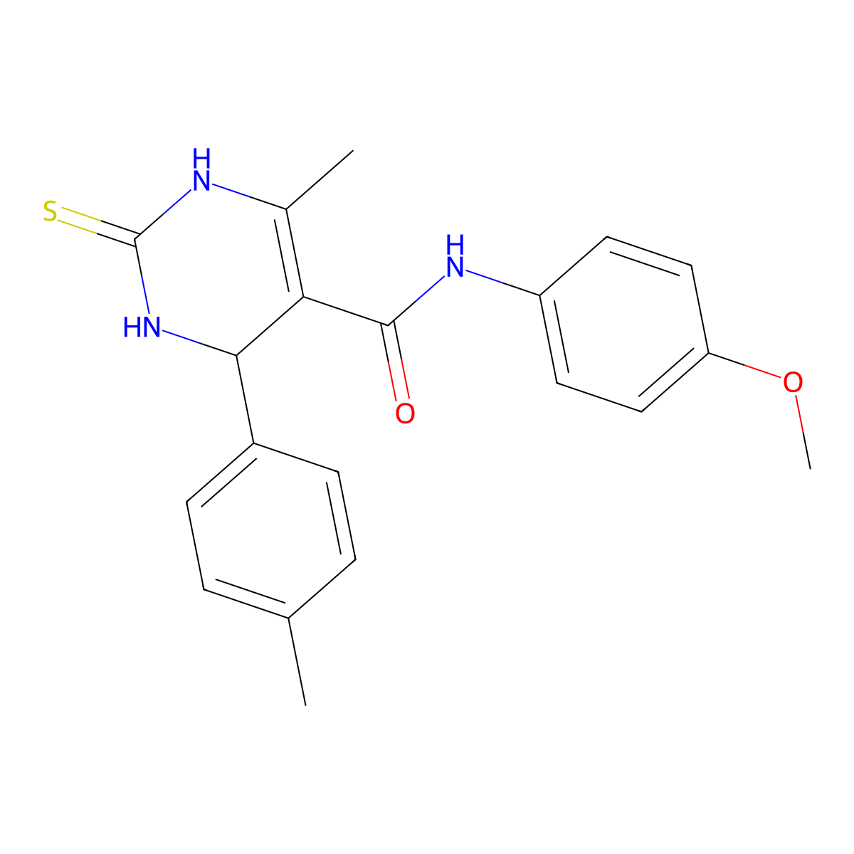 N-(4-methoxyphenyl)-6-methyl-4-(4-methylphenyl)-2-thioxo-1,2,3,4-tetrahydropyrimidine-5-carboxamide molecular structure, CAS 333767-86-5