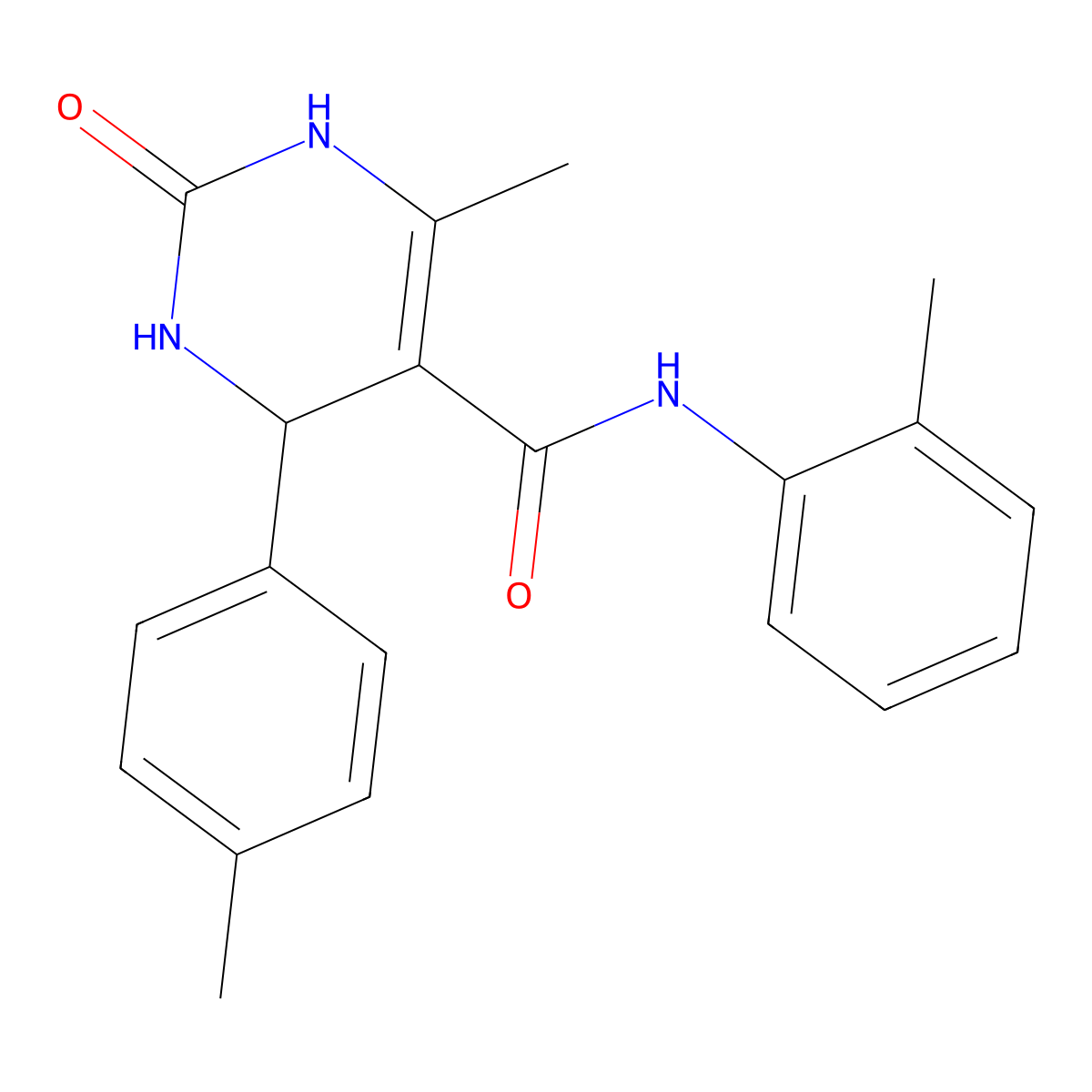 6-methyl-2-oxo-N-(o-tolyl)-4-(p-tolyl)-1,2,3,4-tetrahydropyrimidine-5-carboxamide molecular structure, CAS 333767-89-8