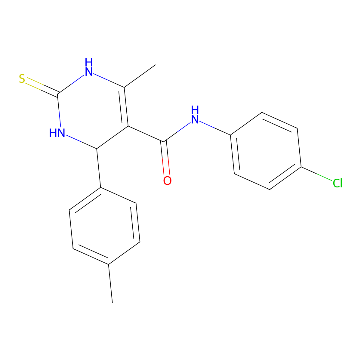 N-(4-chlorophenyl)-6-methyl-4-(4-methylphenyl)-2-sulfanylidene-3,4-dihydro-1H-pyrimidine-5-carboxamide molecular structure, CAS 333767-93-4