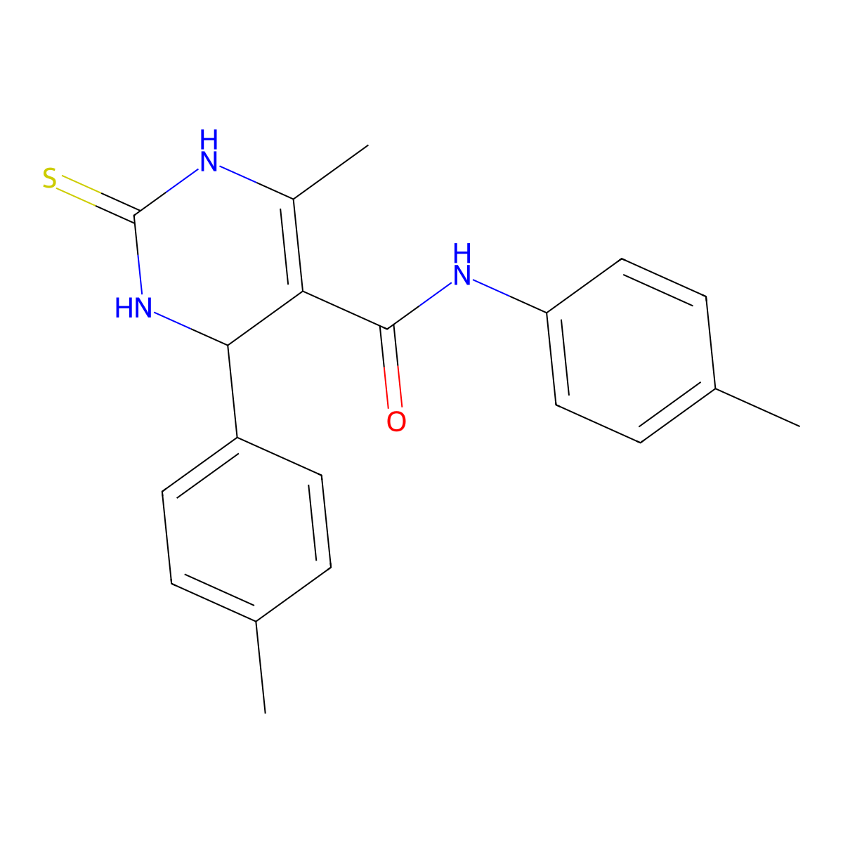 6-methyl-N,4-bis(4-methylphenyl)-2-thioxo-1,2,3,4-tetrahydropyrimidine-5-carboxamide molecular structure, CAS 333767-96-7
