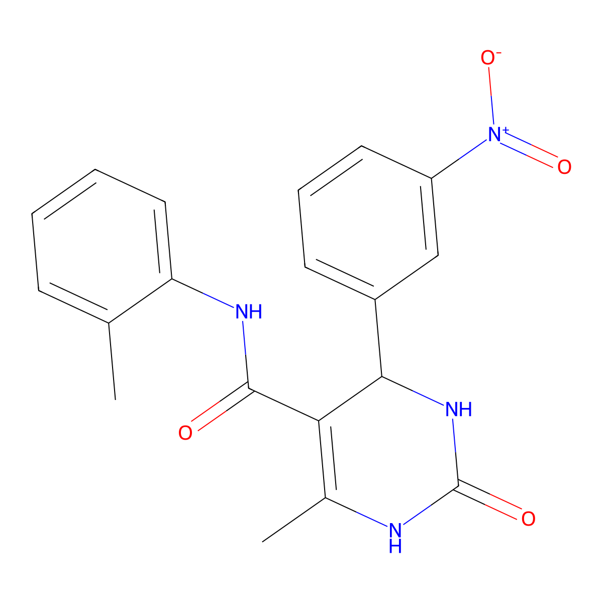 6-methyl-4-(3-nitrophenyl)-2-oxo-N-(o-tolyl)-1,2,3,4-tetrahydropyrimidine-5-carboxamide molecular structure, CAS 333767-99-0