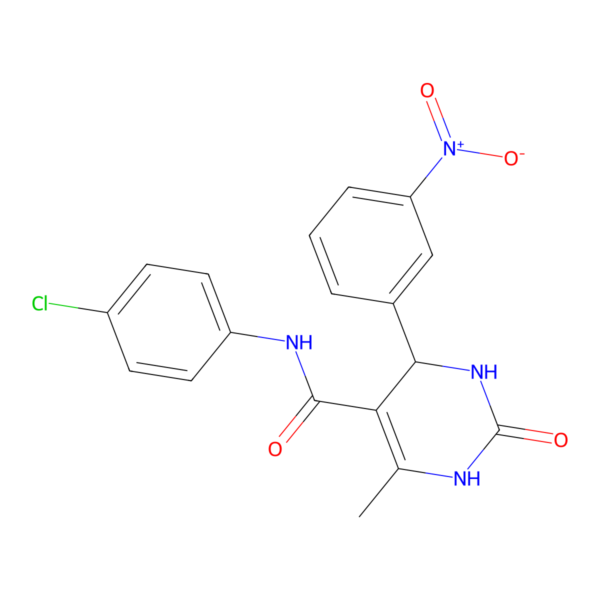 N-(4-chlorophenyl)-6-methyl-4-(3-nitrophenyl)-2-oxo-1,2,3,4-tetrahydropyrimidine-5-carboxamide molecular structure, CAS 333768-01-7