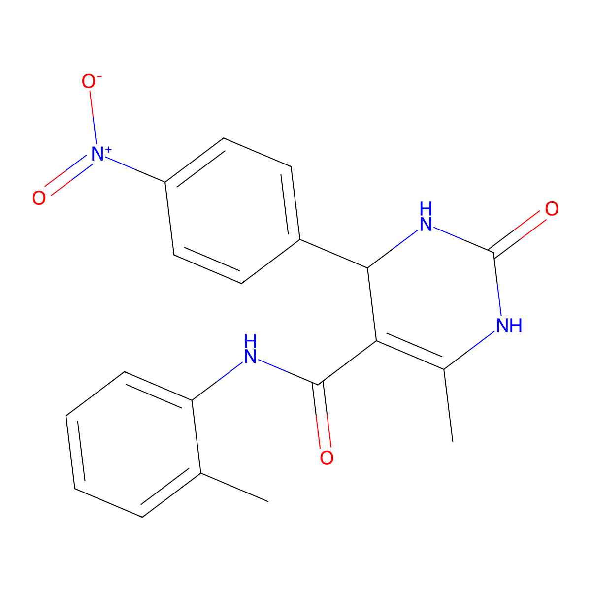 6-methyl-N-(2-methylphenyl)-4-(4-nitrophenyl)-2-oxo-3,4-dihydro-1H-pyrimidine-5-carboxamide molecular structure, CAS 333768-07-3