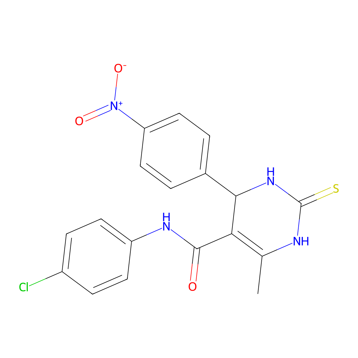 N-(4-chlorophenyl)-6-methyl-4-(4-nitrophenyl)-2-sulfanylidene-3,4-dihydro-1H-pyrimidine-5-carboxamide molecular structure, CAS 333768-10-8