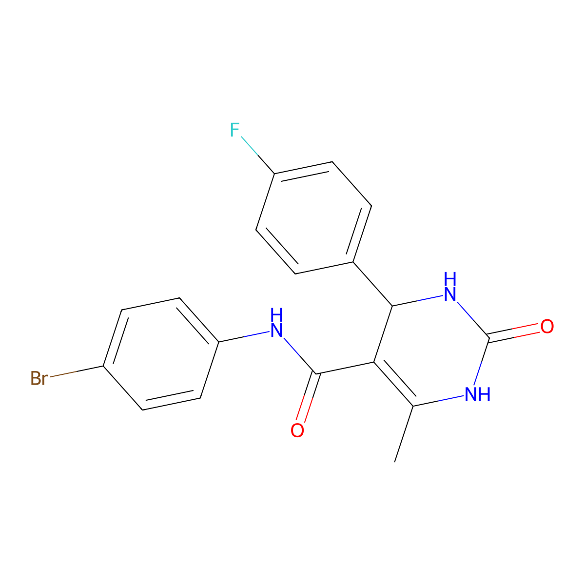 N-(4-bromophenyl)-4-(4-fluorophenyl)-6-methyl-2-oxo-1,2,3,4-tetrahydropyrimidine-5-carboxamide molecular structure, CAS 333768-11-9