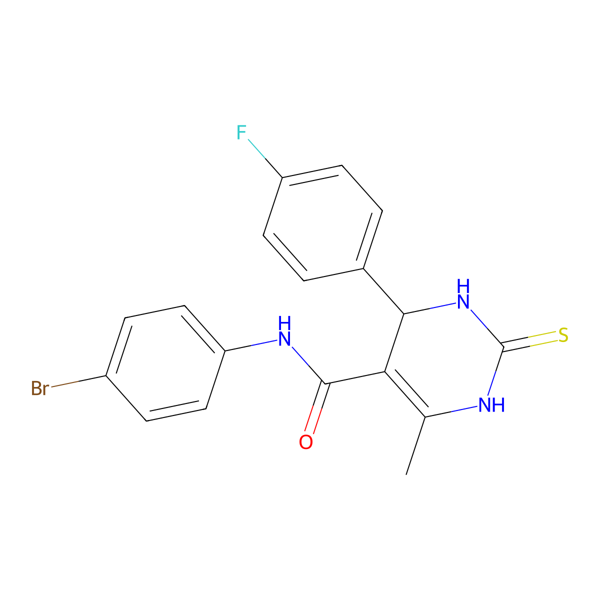 N-(4-bromophenyl)-4-(4-fluorophenyl)-6-methyl-2-thioxo-1,2,3,4-tetrahydropyrimidine-5-carboxamide molecular structure, CAS 333768-13-1