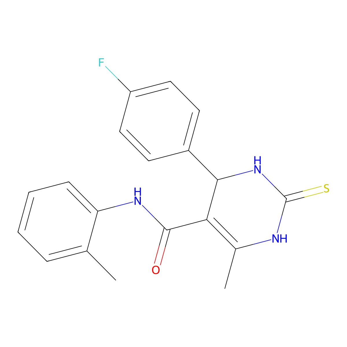 4-(4-fluorophenyl)-6-methyl-N-(2-methylphenyl)-2-sulfanylidene-3,4-dihydro-1H-pyrimidine-5-carboxamide molecular structure, CAS 333768-14-2