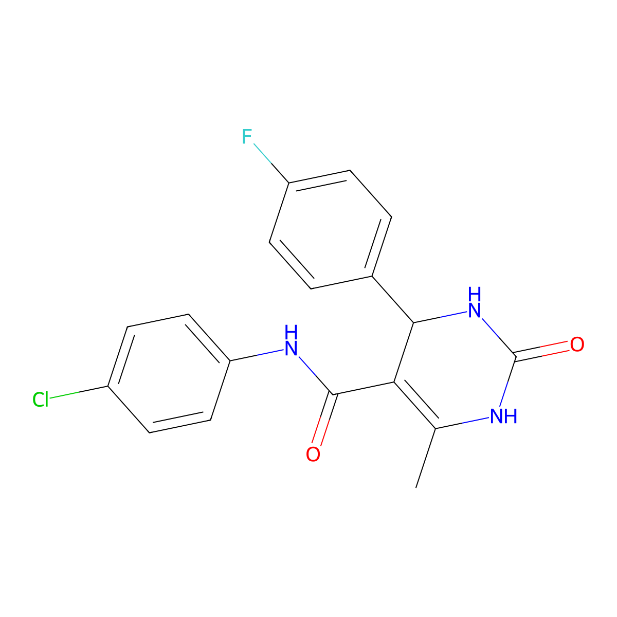 N-(4-chlorophenyl)-4-(4-fluorophenyl)-6-methyl-2-oxo-1,2,3,4-tetrahydropyrimidine-5-carboxamide molecular structure, CAS 333768-15-3