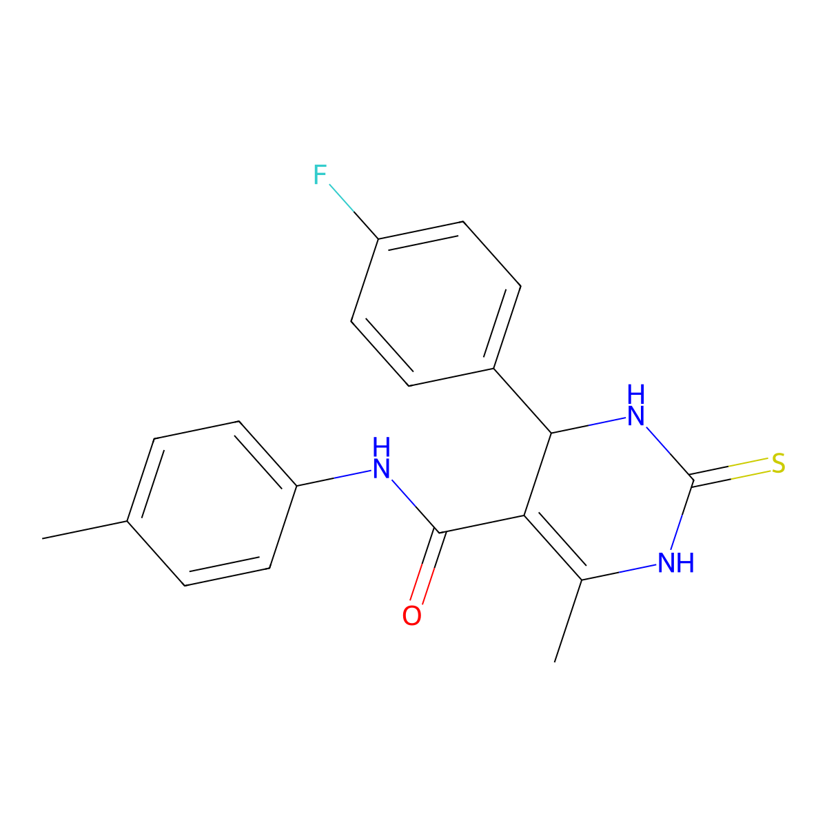 4-(4-fluorophenyl)-6-methyl-N-(4-methylphenyl)-2-sulfanylidene-3,4-dihydro-1H-pyrimidine-5-carboxamide molecular structure, CAS 333768-22-2