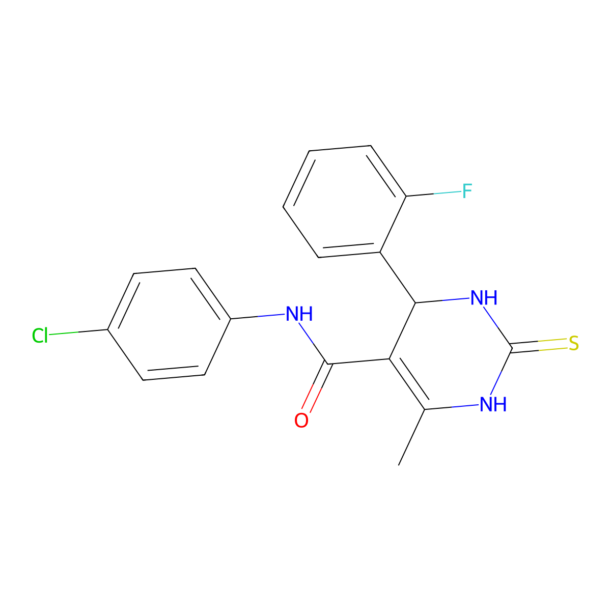 N-(4-chlorophenyl)-4-(2-fluorophenyl)-6-methyl-2-sulfanylidene-3,4-dihydro-1H-pyrimidine-5-carboxamide molecular structure, CAS 333768-24-4