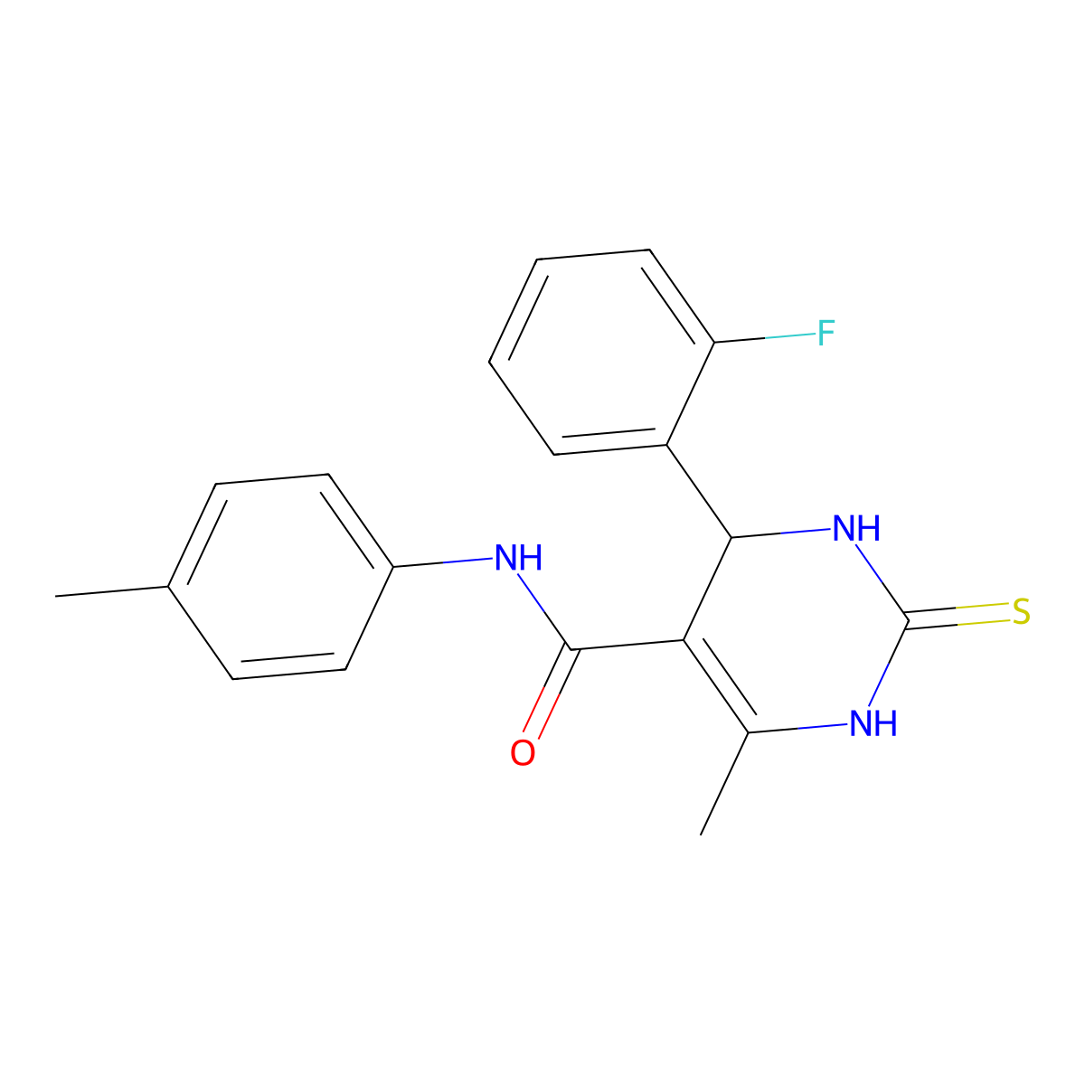 4-(2-fluorophenyl)-6-methyl-N-(4-methylphenyl)-2-sulfanylidene-3,4-dihydro-1H-pyrimidine-5-carboxamide molecular structure, CAS 333768-26-6