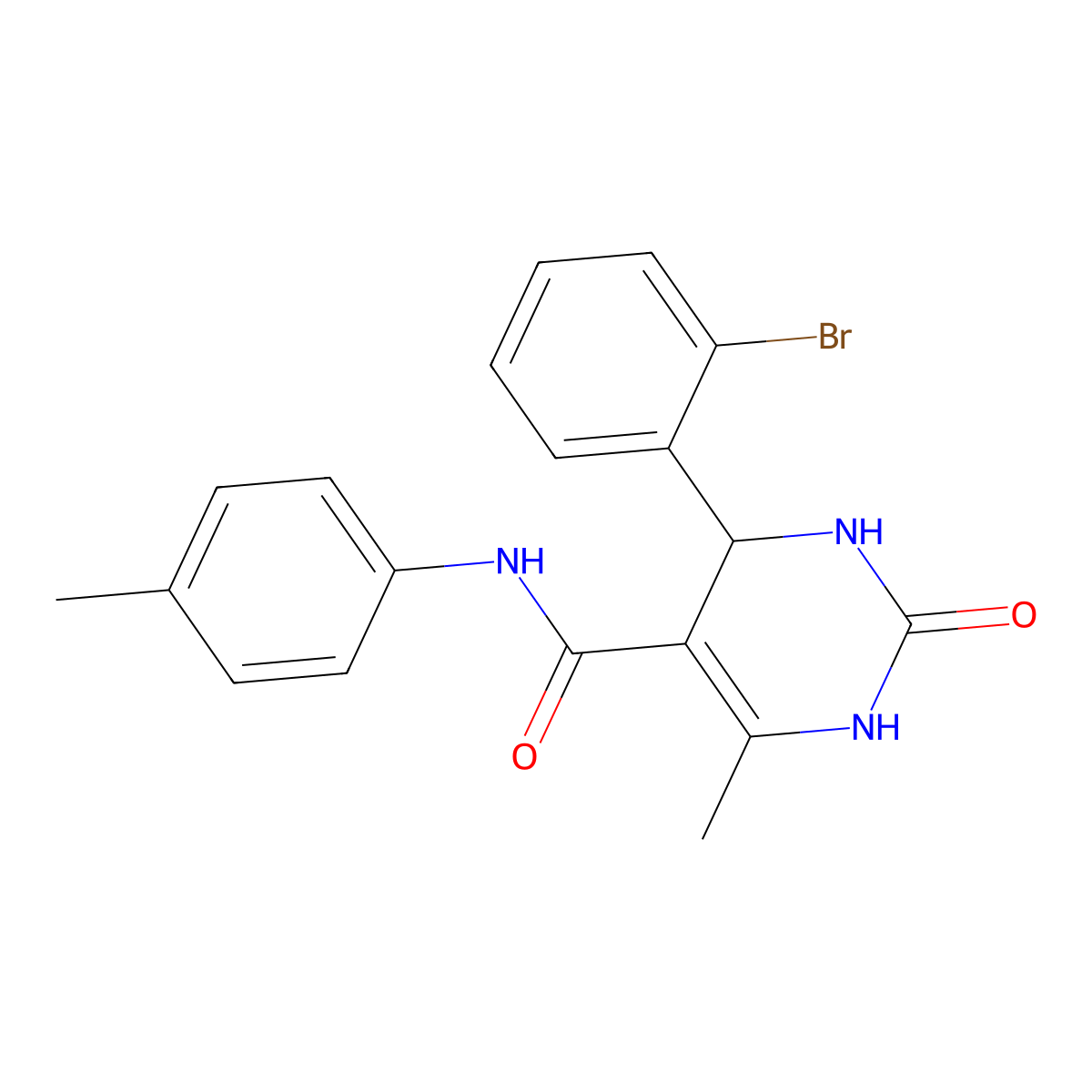4-(2-bromophenyl)-6-methyl-N-(4-methylphenyl)-2-oxo-3,4-dihydro-1H-pyrimidine-5-carboxamide molecular structure, CAS 333768-28-8