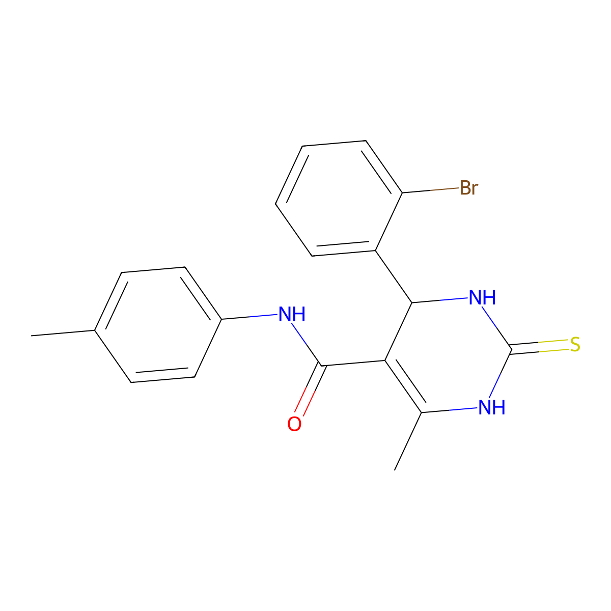 4-(2-bromophenyl)-6-methyl-N-(4-methylphenyl)-2-sulfanylidene-3,4-dihydro-1H-pyrimidine-5-carboxamide molecular structure, CAS 333768-30-2