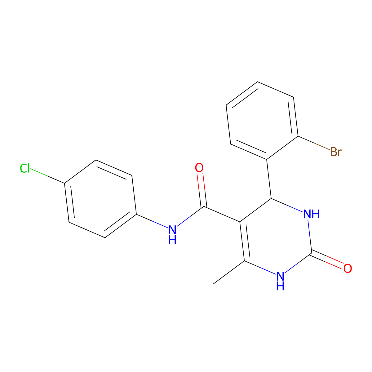 4-(2-bromophenyl)-N-(4-chlorophenyl)-6-methyl-2-oxo-1,2,3,4-tetrahydropyrimidine-5-carboxamide molecular structure, CAS 333768-36-8