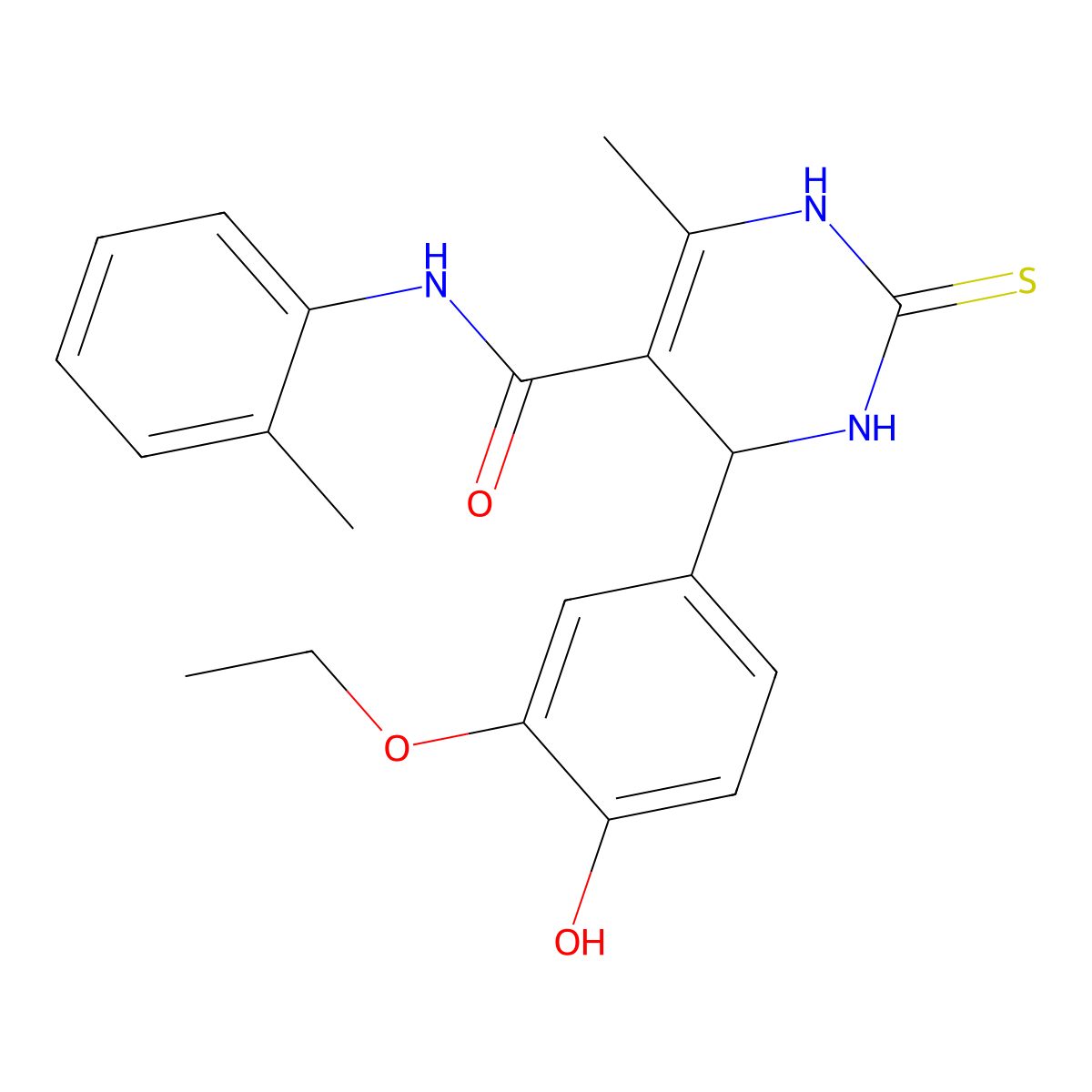 4-(3-ethoxy-4-hydroxyphenyl)-6-methyl-N-(2-methylphenyl)-2-sulfanylidene-3,4-dihydro-1H-pyrimidine-5-carboxamide molecular structure, CAS 333768-39-1