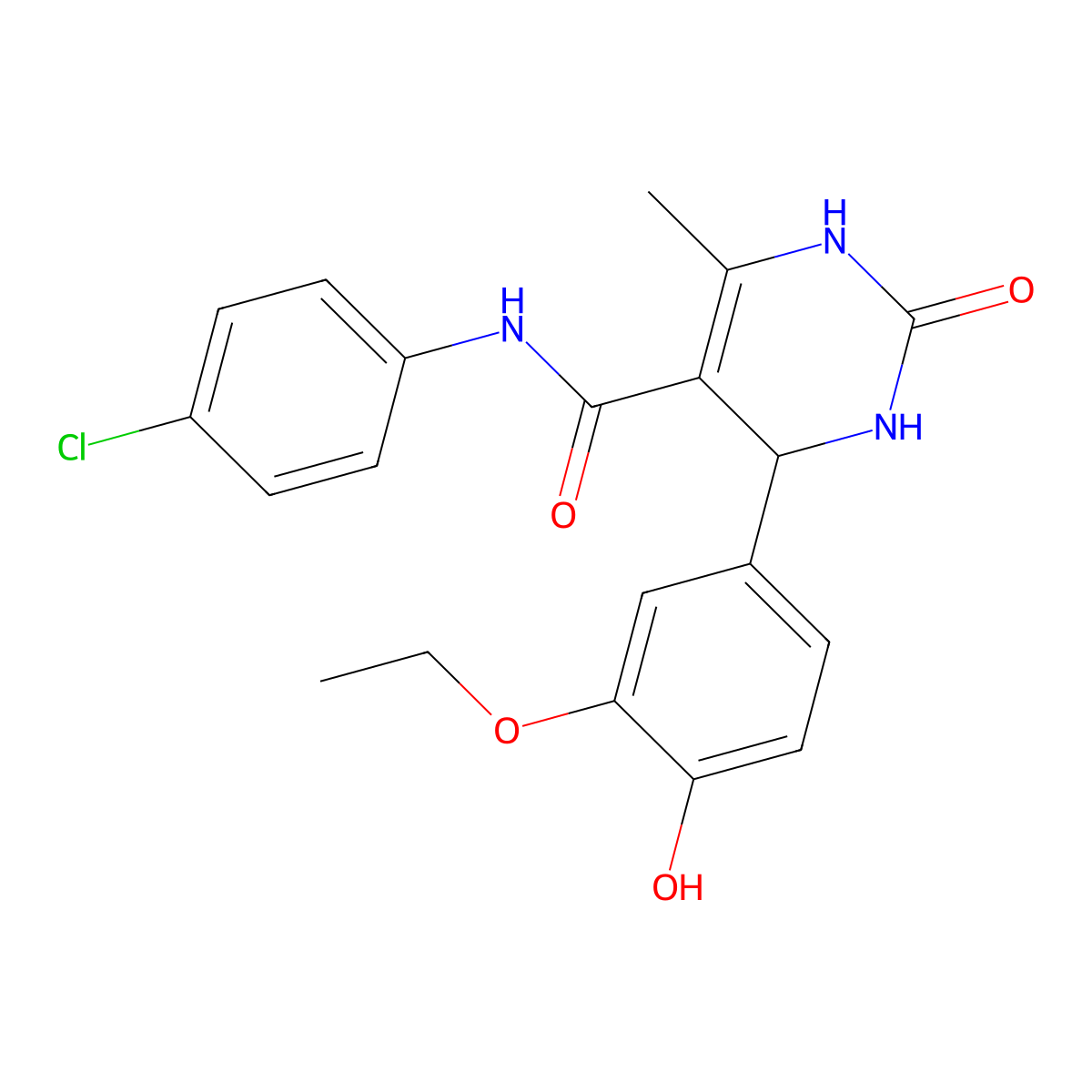 N-(4-chlorophenyl)-4-(3-ethoxy-4-hydroxyphenyl)-6-methyl-2-oxo-1,2,3,4-tetrahydropyrimidine-5-carboxamide molecular structure, CAS 333768-40-4