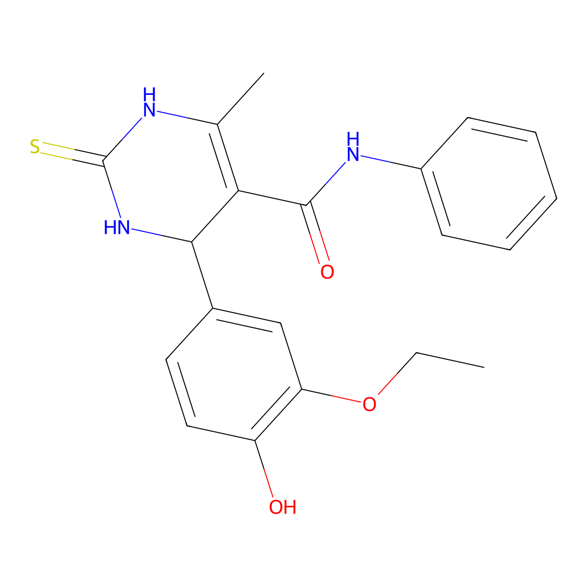 4-(3-ethoxy-4-hydroxyphenyl)-6-methyl-N-phenyl-2-sulfanylidene-3,4-dihydro-1H-pyrimidine-5-carboxamide molecular structure, CAS 333768-42-6