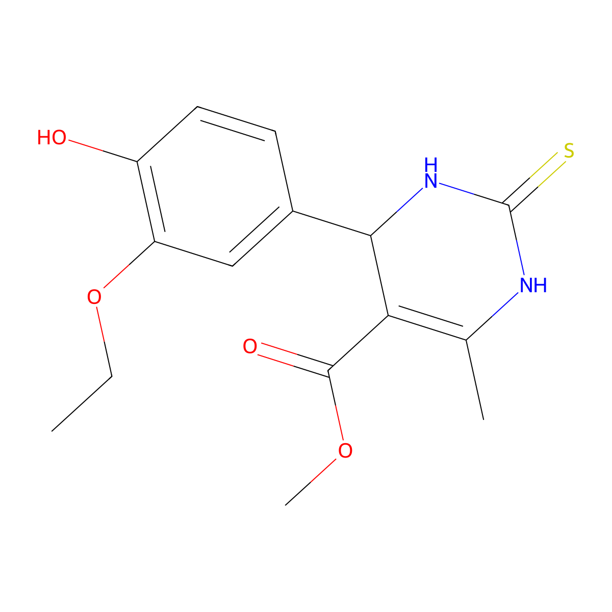 Methyl 4-(3-ethoxy-4-hydroxyphenyl)-6-methyl-2-thioxo-1,2,3,4-tetrahydropyrimidine-5-carboxylate molecular structure, CAS 333768-43-7