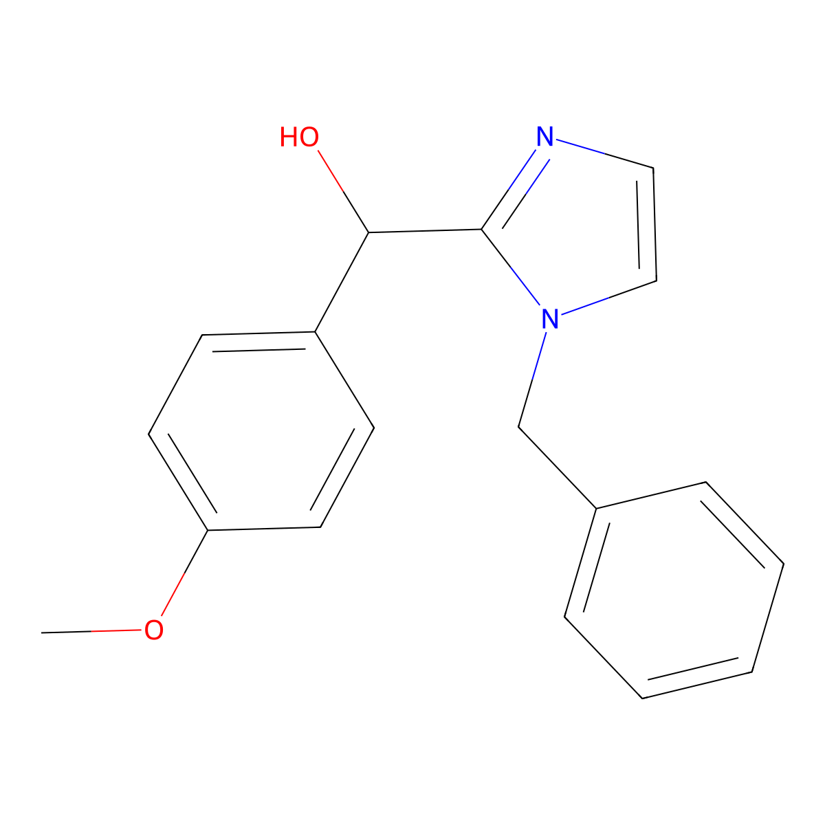 (1-benzyl-1H-imidazol-2-yl)(4-methoxyphenyl)methanol molecular structure, CAS 333769-19-0