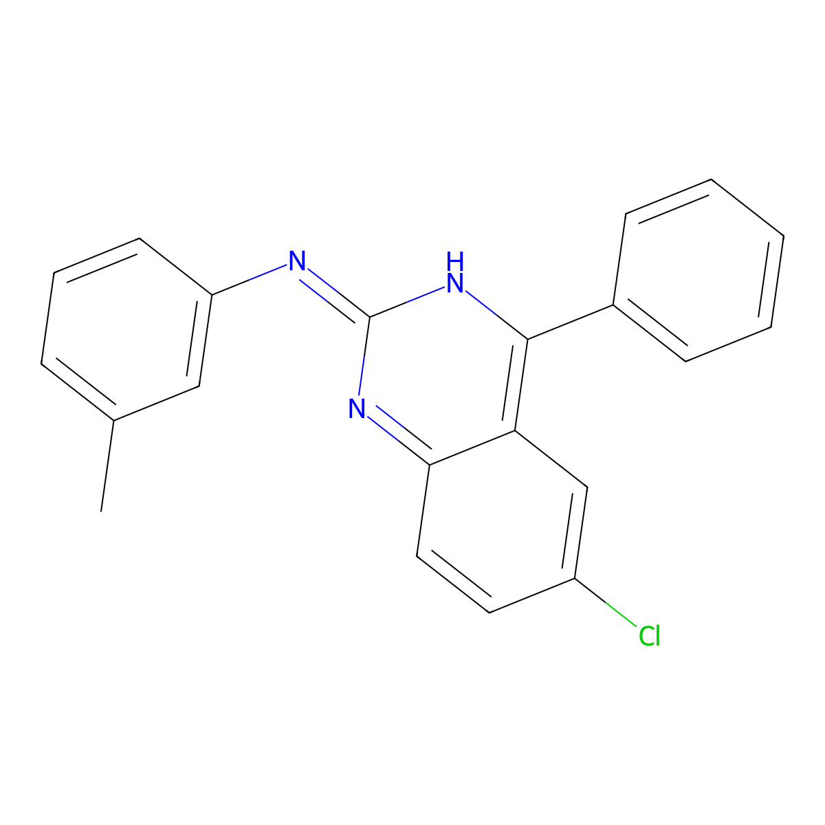 (6-Chloro-4-phenyl-quinazolin-2-yl)-m-tolyl-amine molecular structure, CAS 333769-38-3
