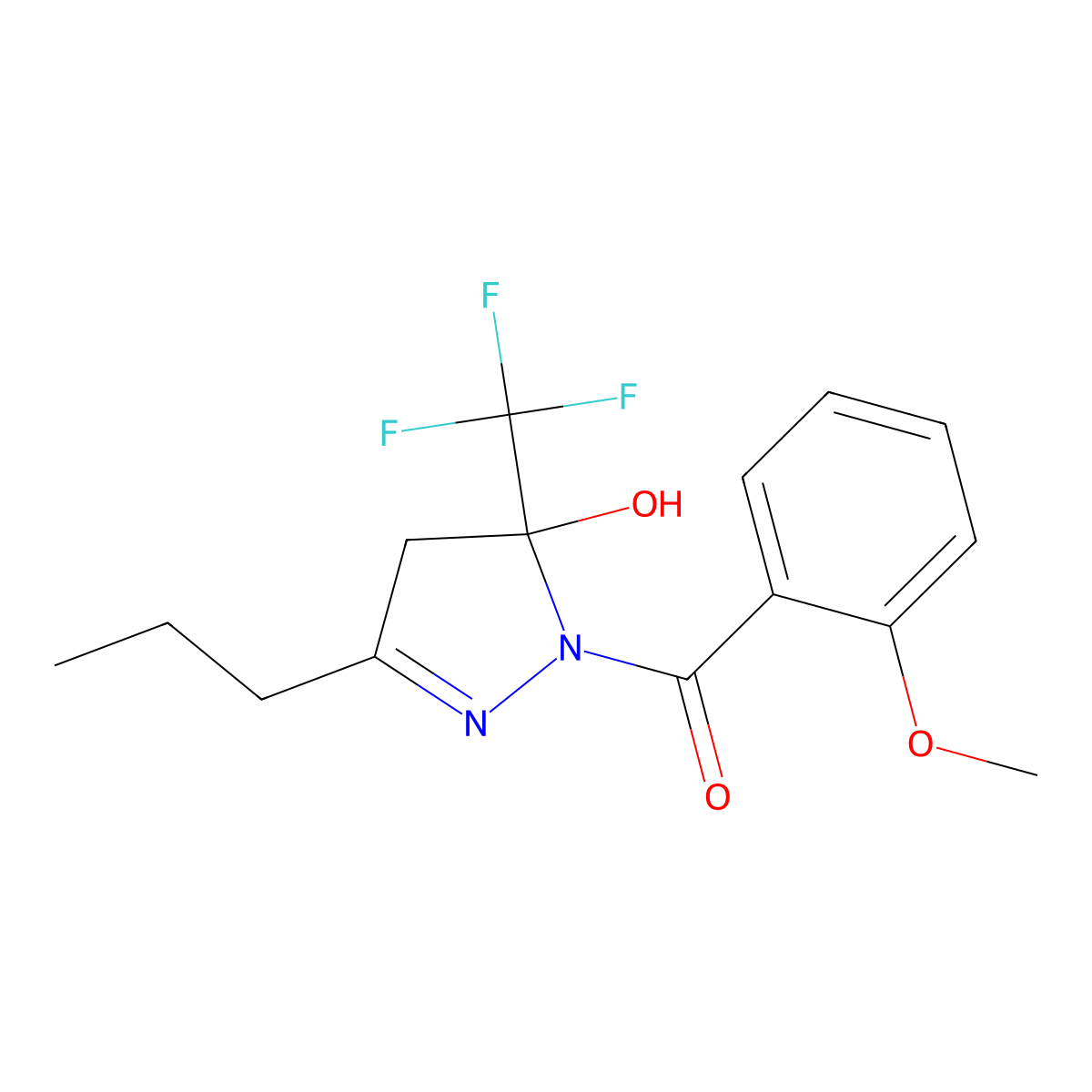 [5-hydroxy-3-propyl-5-(trifluoromethyl)-4H-pyrazol-1-yl]-(2-methoxyphenyl)methanone molecular structure, CAS 333770-52-8