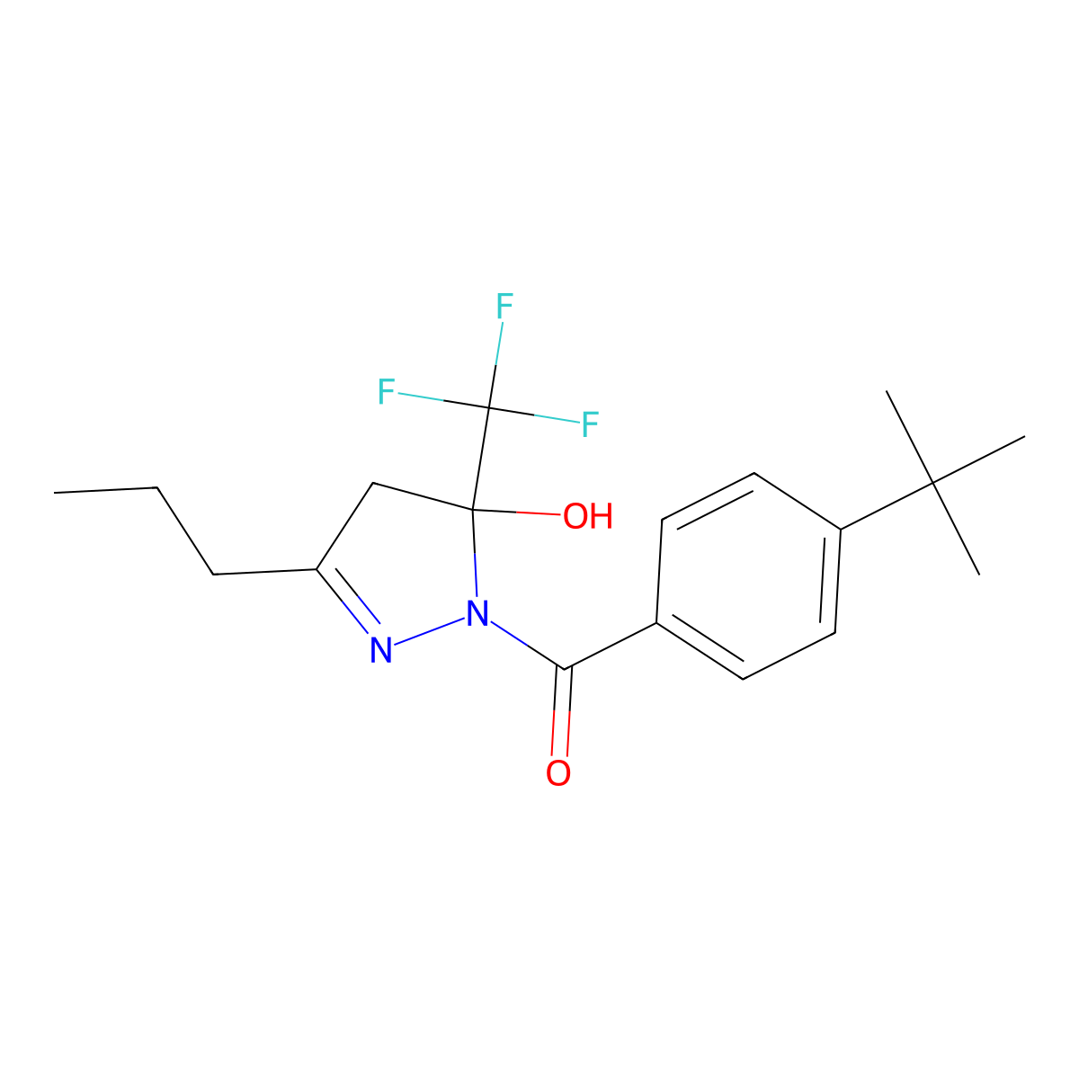 1-(4-tert-butylbenzoyl)-3-propyl-5-(trifluoromethyl)-4,5-dihydro-1H-pyrazol-5-ol molecular structure, CAS 333770-62-0