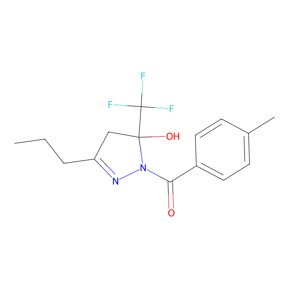 [5-hydroxy-3-propyl-5-(trifluoromethyl)-4H-pyrazol-1-yl]-(4-methylphenyl)methanone molecular structure, CAS 333771-01-0