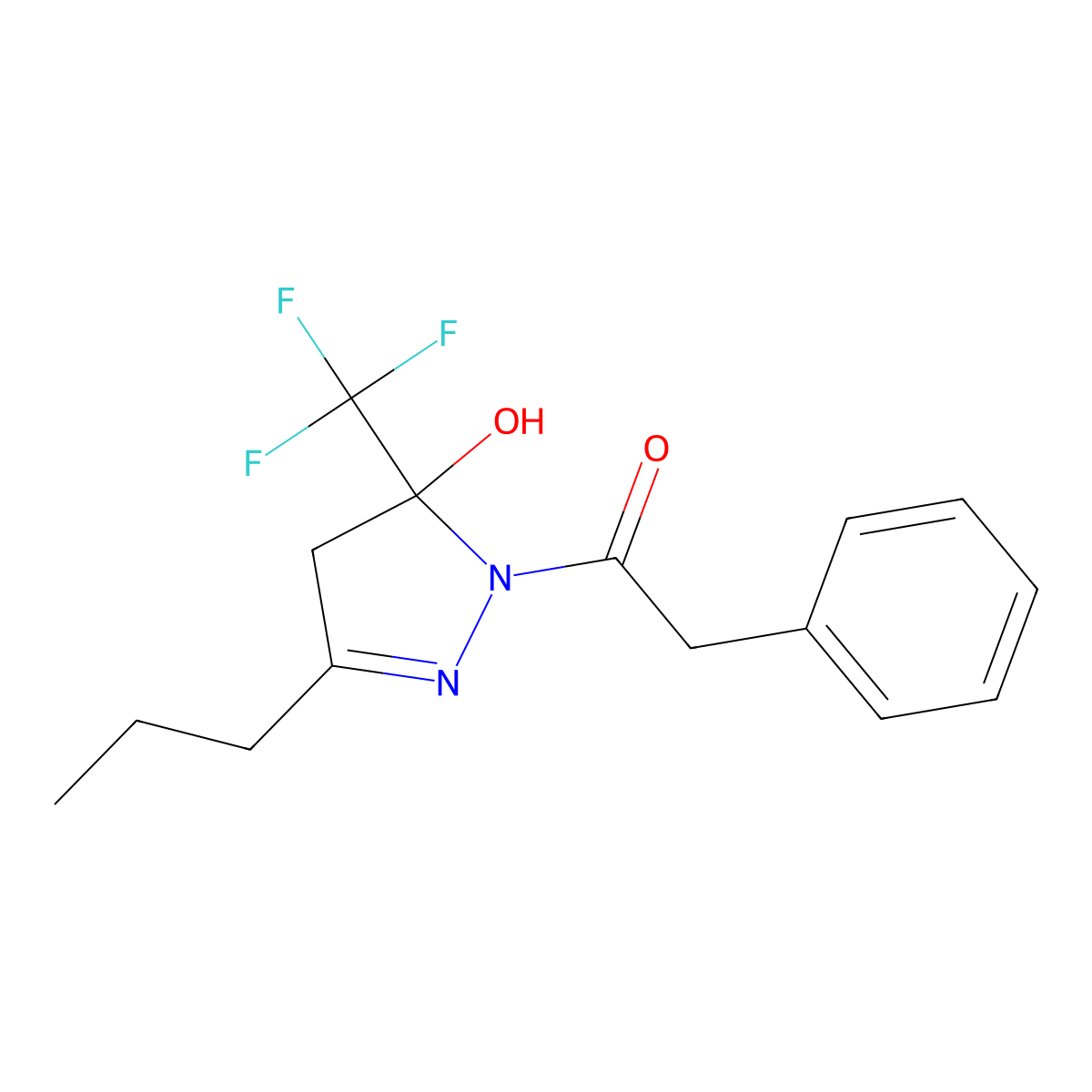 1-[5-hydroxy-3-propyl-5-(trifluoromethyl)-4H-pyrazol-1-yl]-2-phenylethanone molecular structure, CAS 333771-04-3