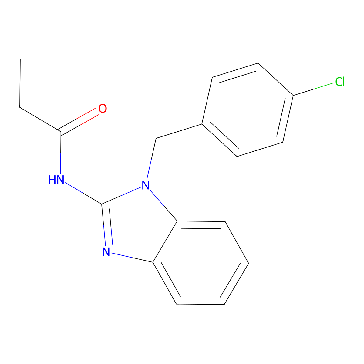 N-[1-[(4-chlorophenyl)methyl]benzimidazol-2-yl]propanamide molecular structure, CAS 333771-29-2