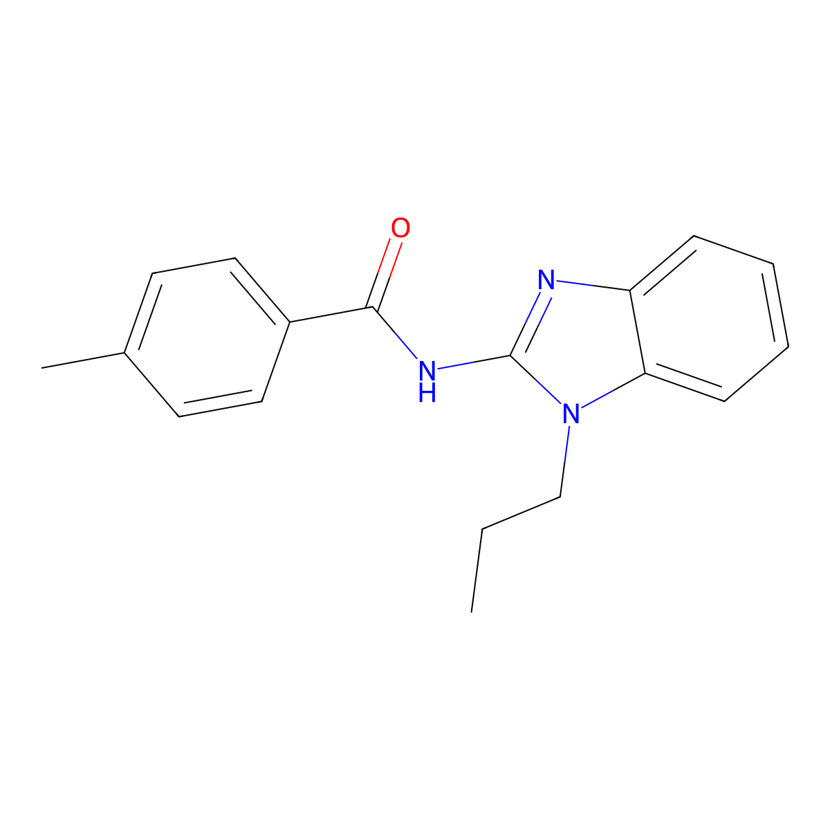 4-methyl-N-(1-propyl-1H-benzimidazol-2-yl)benzamide molecular structure, CAS 333771-32-7
