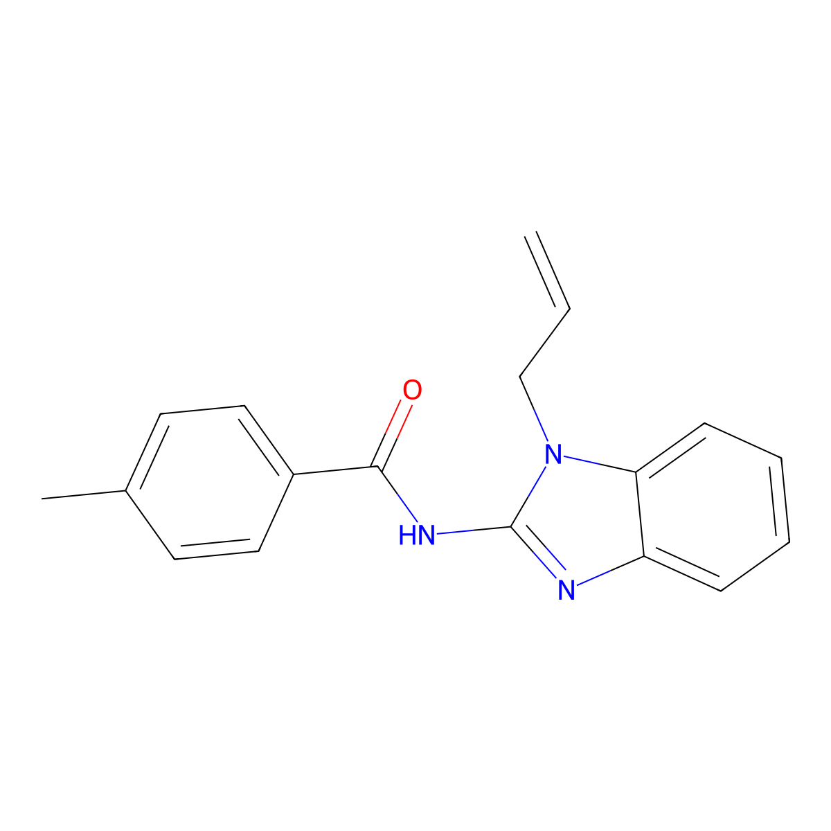 4-methyl-N-(1-prop-2-enylbenzimidazol-2-yl)benzamide molecular structure, CAS 333771-33-8