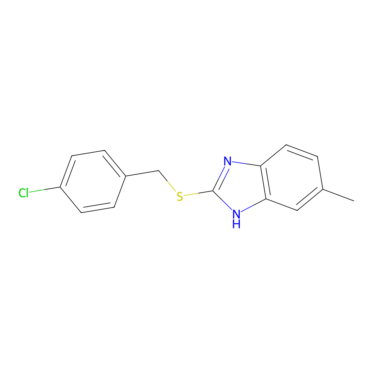 2-{[(4-chlorophenyl)methyl]sulfanyl}-5-methyl-1H-1,3-benzodiazole molecular structure, CAS 333771-43-0