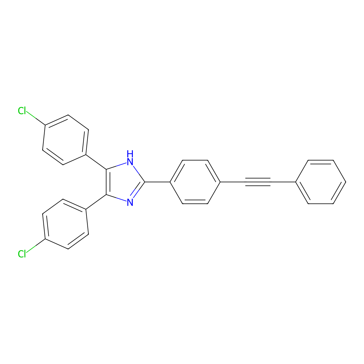 4,5-bis(4-chlorophenyl)-2-[4-(2-phenylethynyl)phenyl]-1H-imidazole molecular structure, CAS 333771-70-3