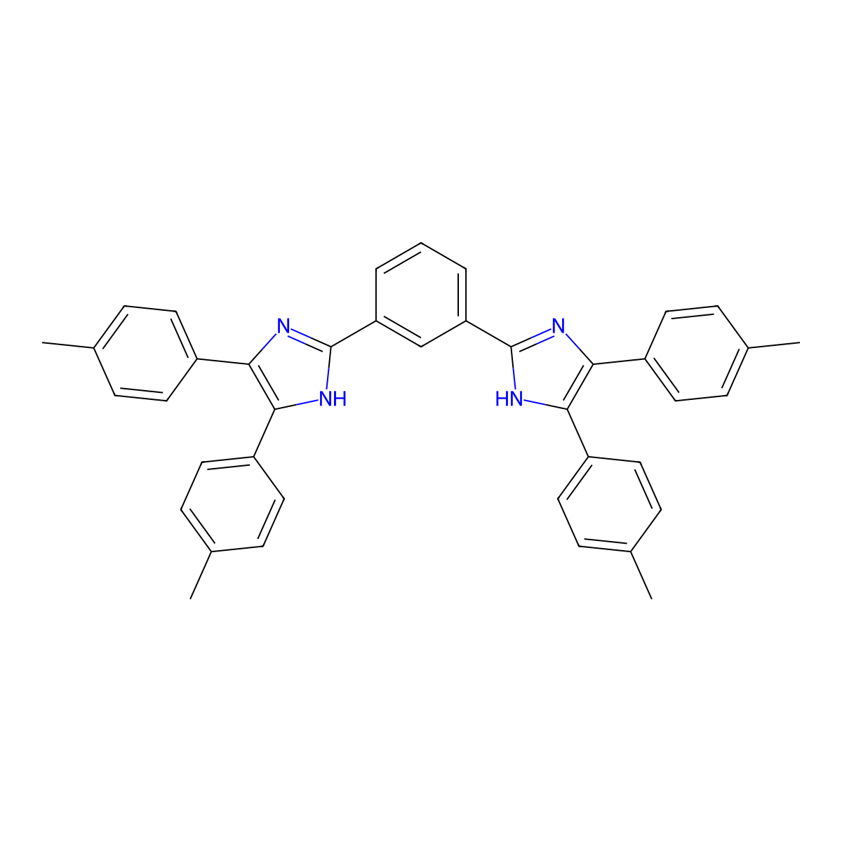 1H-Imidazole, 2,2'-(1,3-phenylene)bis[4,5-bis(4-methylphenyl)- molecular structure, CAS 333771-77-0