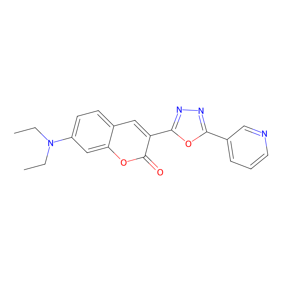 7-(diethylamino)-3-[5-(pyridin-3-yl)-1,3,4-oxadiazol-2-yl]-2H-chromen-2-one molecular structure, CAS 333773-20-9