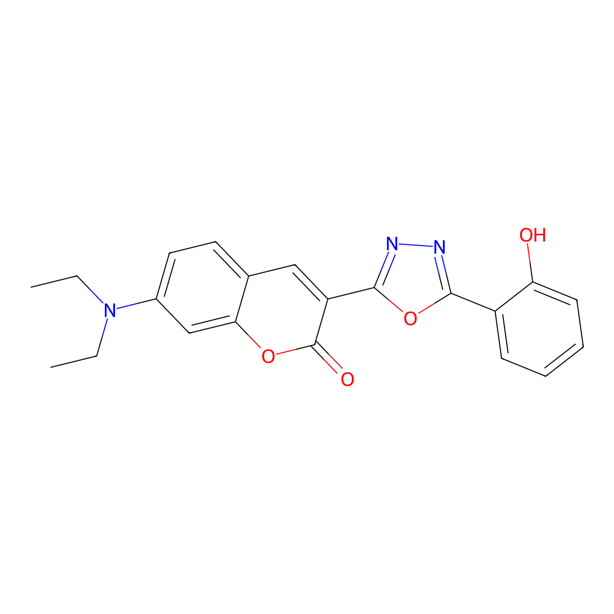 7-(diethylamino)-3-[5-(2-hydroxyphenyl)-1,3,4-oxadiazol-2-yl]-2H-chromen-2-one molecular structure, CAS 333773-21-0