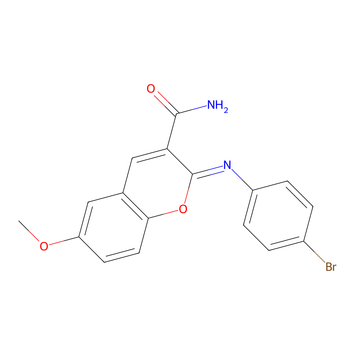 (2Z)-2-[(4-bromophenyl)imino]-6-methoxy-2H-chromene-3-carboxamide molecular structure, CAS 333773-23-2