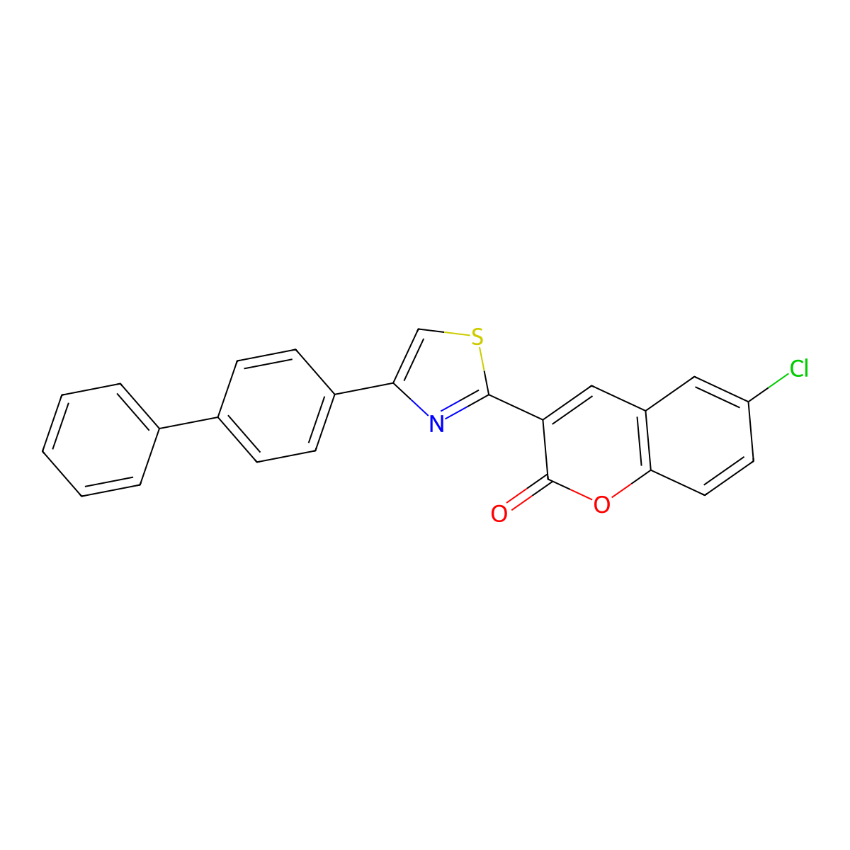 6-Chloro-3-[4-(4-phenylphenyl)-1,3-thiazol-2-yl]chromen-2-one molecular structure, CAS 333773-45-8