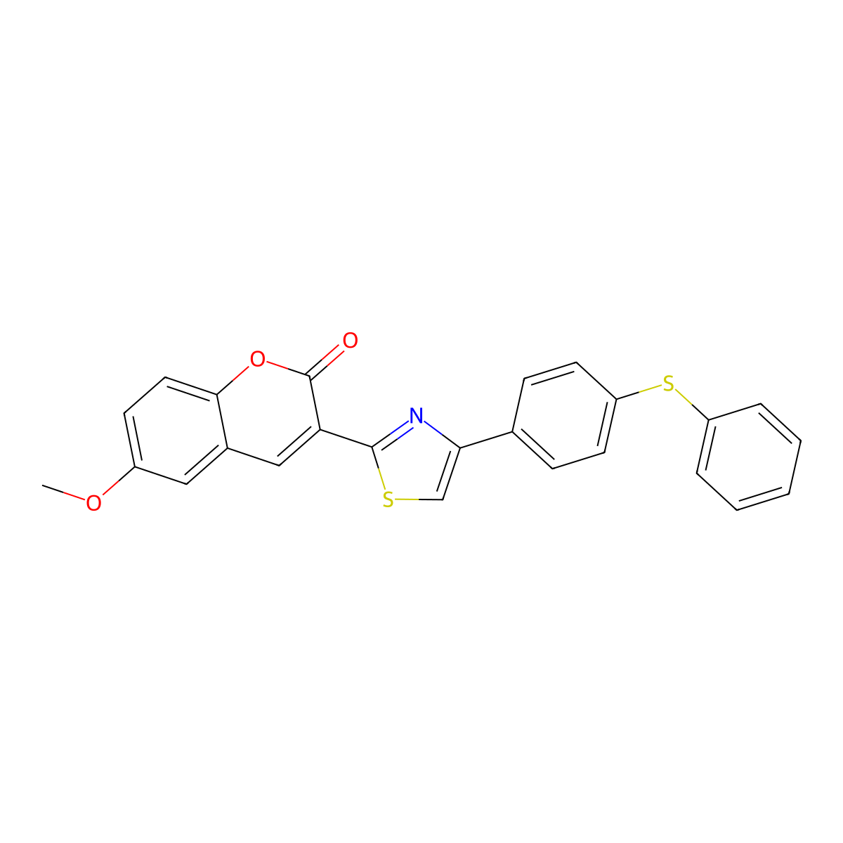 6-Methoxy-3-[4-(4-phenylsulfanylphenyl)-1,3-thiazol-2-yl]chromen-2-one molecular structure, CAS 333773-58-3