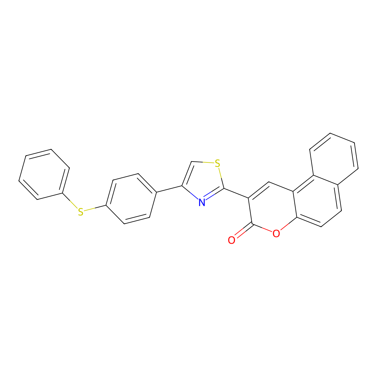 2-{4-[4-(phenylsulfanyl)phenyl]-1,3-thiazol-2-yl}-3H-benzo[f]chromen-3-one molecular structure, CAS 333773-59-4