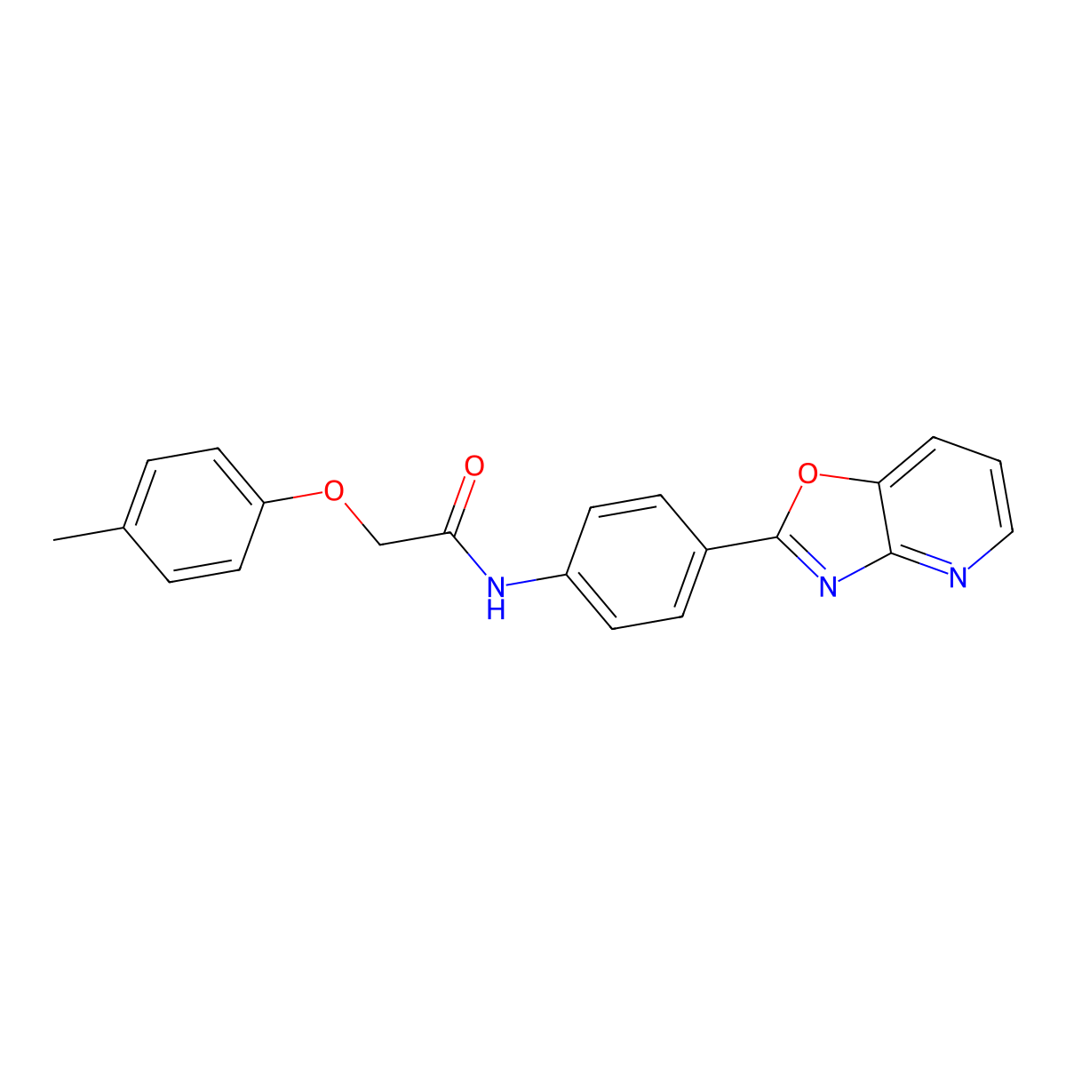 2-(4-methylphenoxy)-N-[4-(2-oxazolo[4,5-b]pyridinyl)phenyl]acetamide molecular structure, CAS 333774-00-8