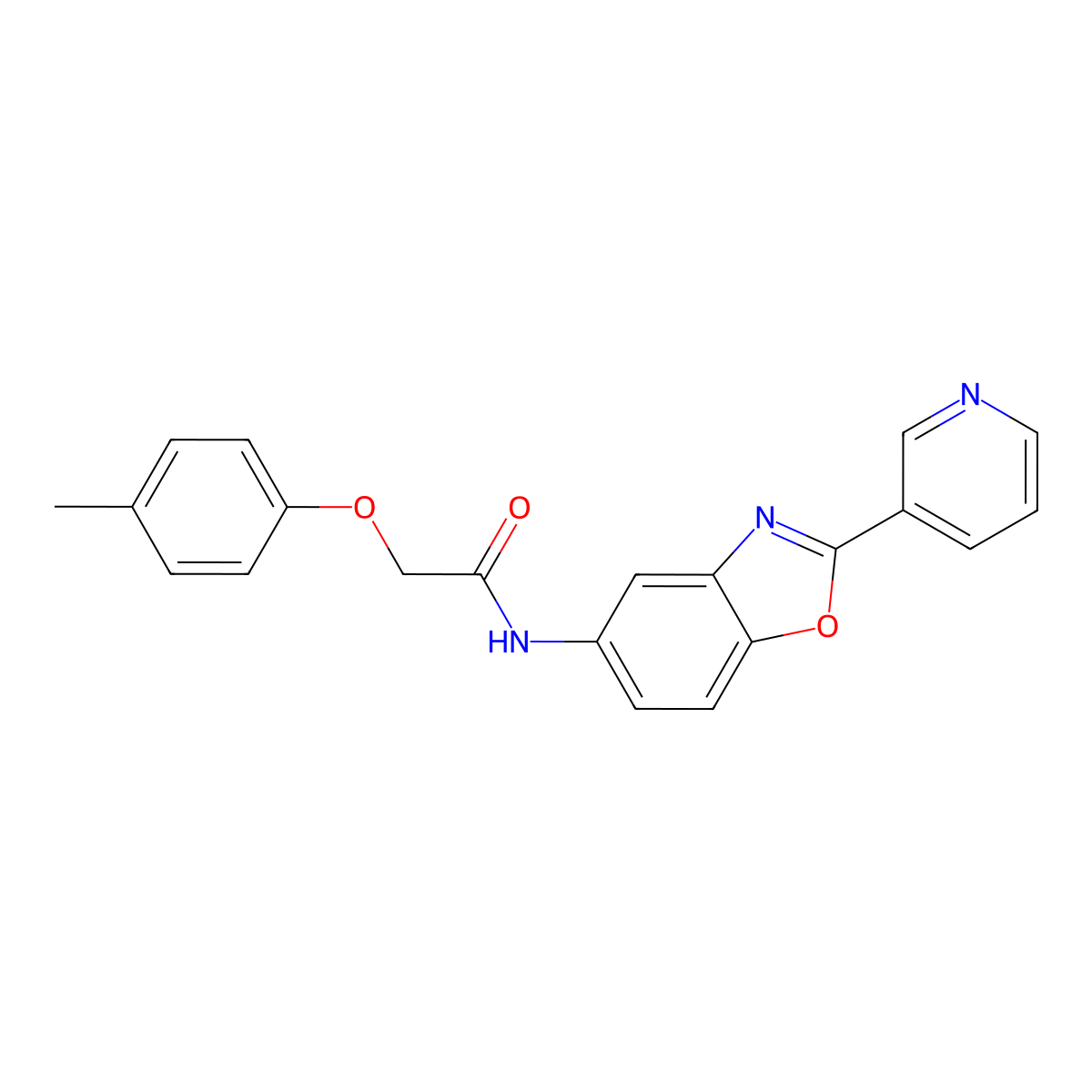 2-(4-methylphenoxy)-N-(2-pyridin-3-yl-1,3-benzoxazol-5-yl)acetamide molecular structure, CAS 333774-03-1