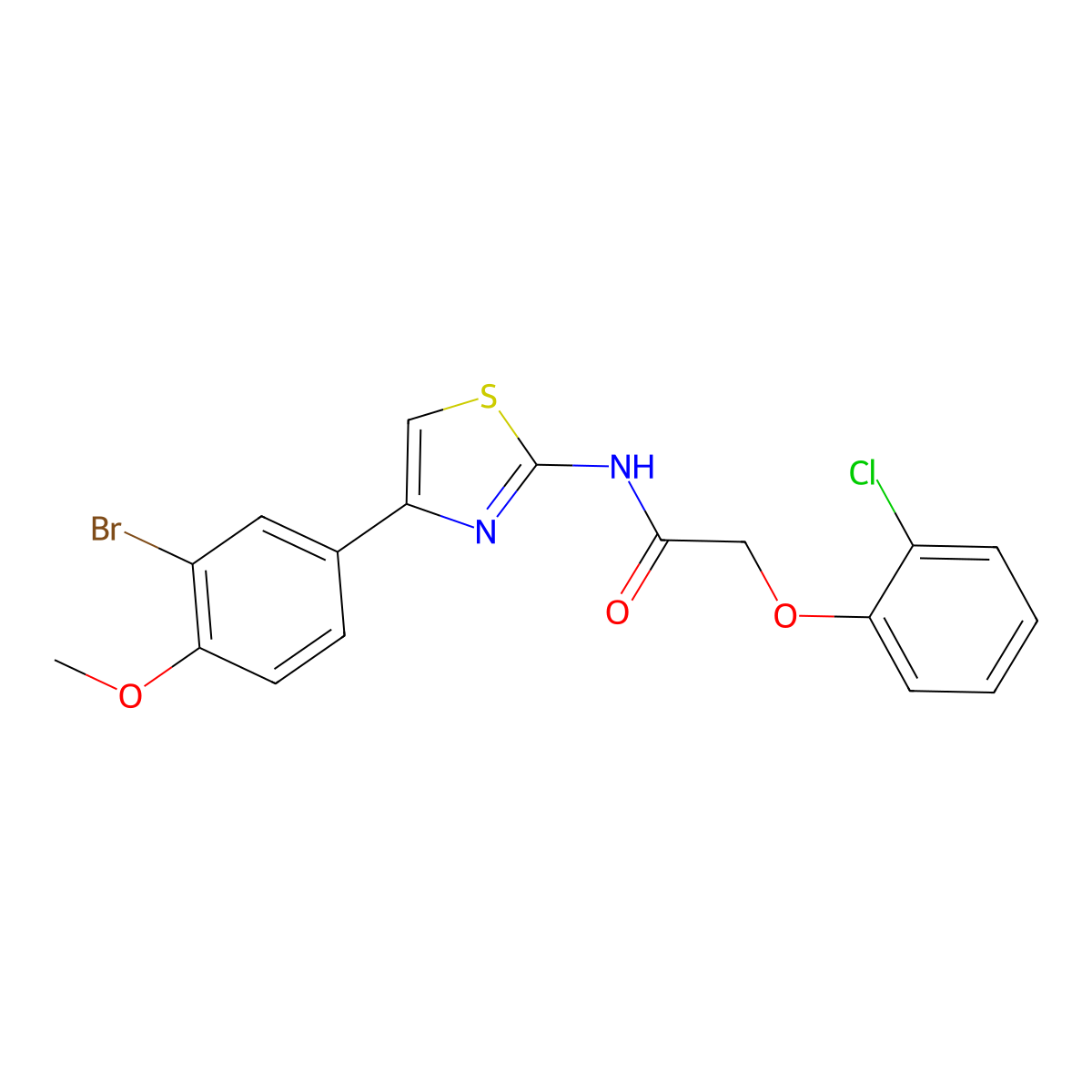 N-[4-(3-bromo-4-methoxyphenyl)-1,3-thiazol-2-yl]-2-(2-chlorophenoxy)acetamide molecular structure, CAS 333774-21-3