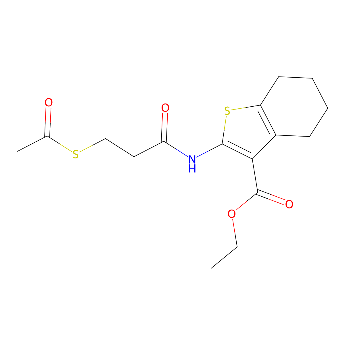 Ethyl 2-{[3-(acetylsulfanyl)propanoyl]amino}-4,5,6,7-tetrahydro-1-benzothiophene-3-carboxylate molecular structure, CAS 333774-29-1