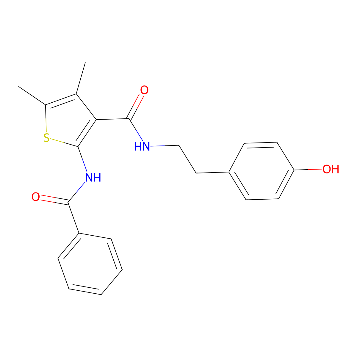 2-benzamido-N-[2-(4-hydroxyphenyl)ethyl]-4,5-dimethylthiophene-3-carboxamide molecular structure, CAS 333774-44-0