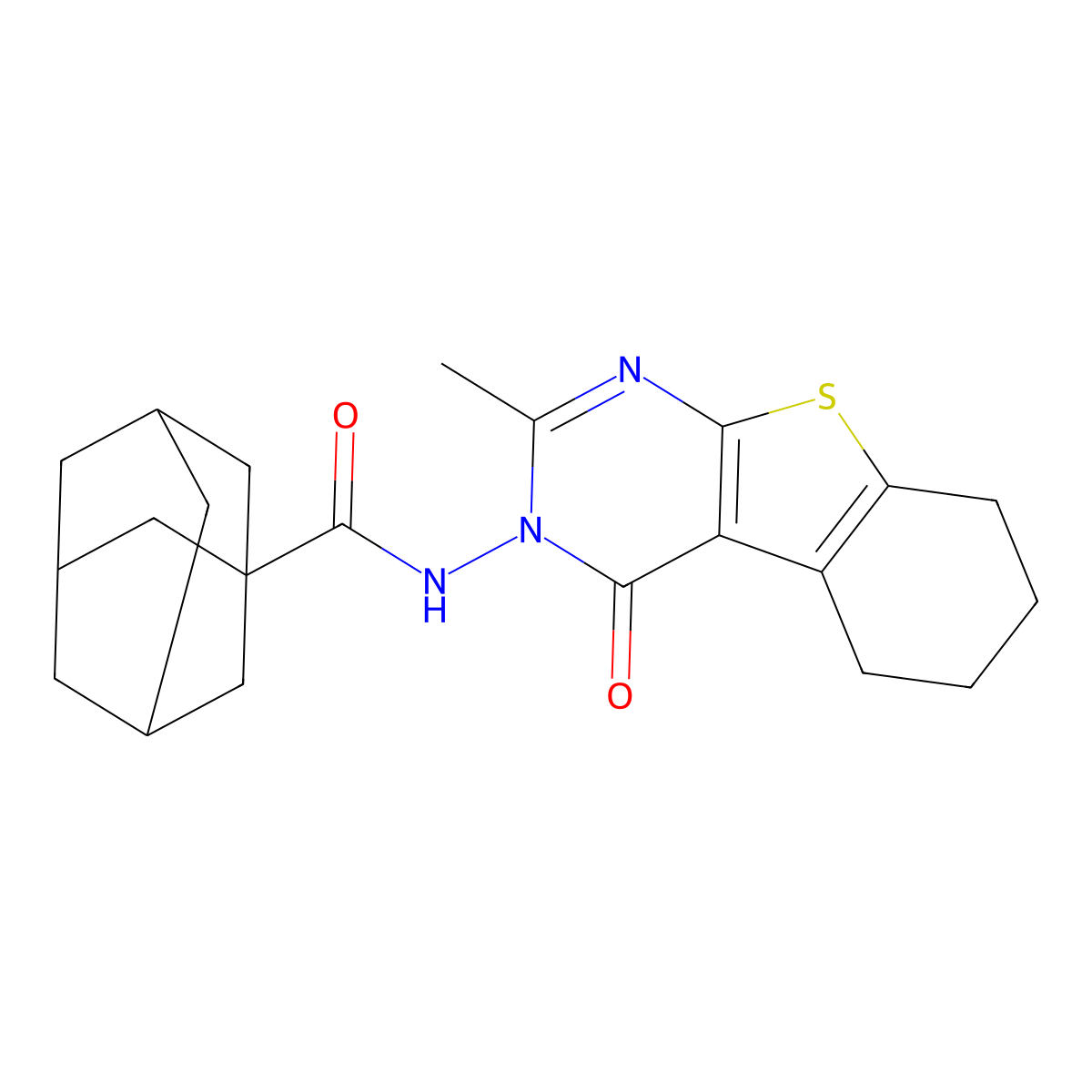 N-(2-methyl-4-oxo-5,6,7,8-tetrahydro-[1]benzothiolo[2,3-d]pyrimidin-3-yl)adamantane-1-carboxamide molecular structure, CAS 333774-45-1